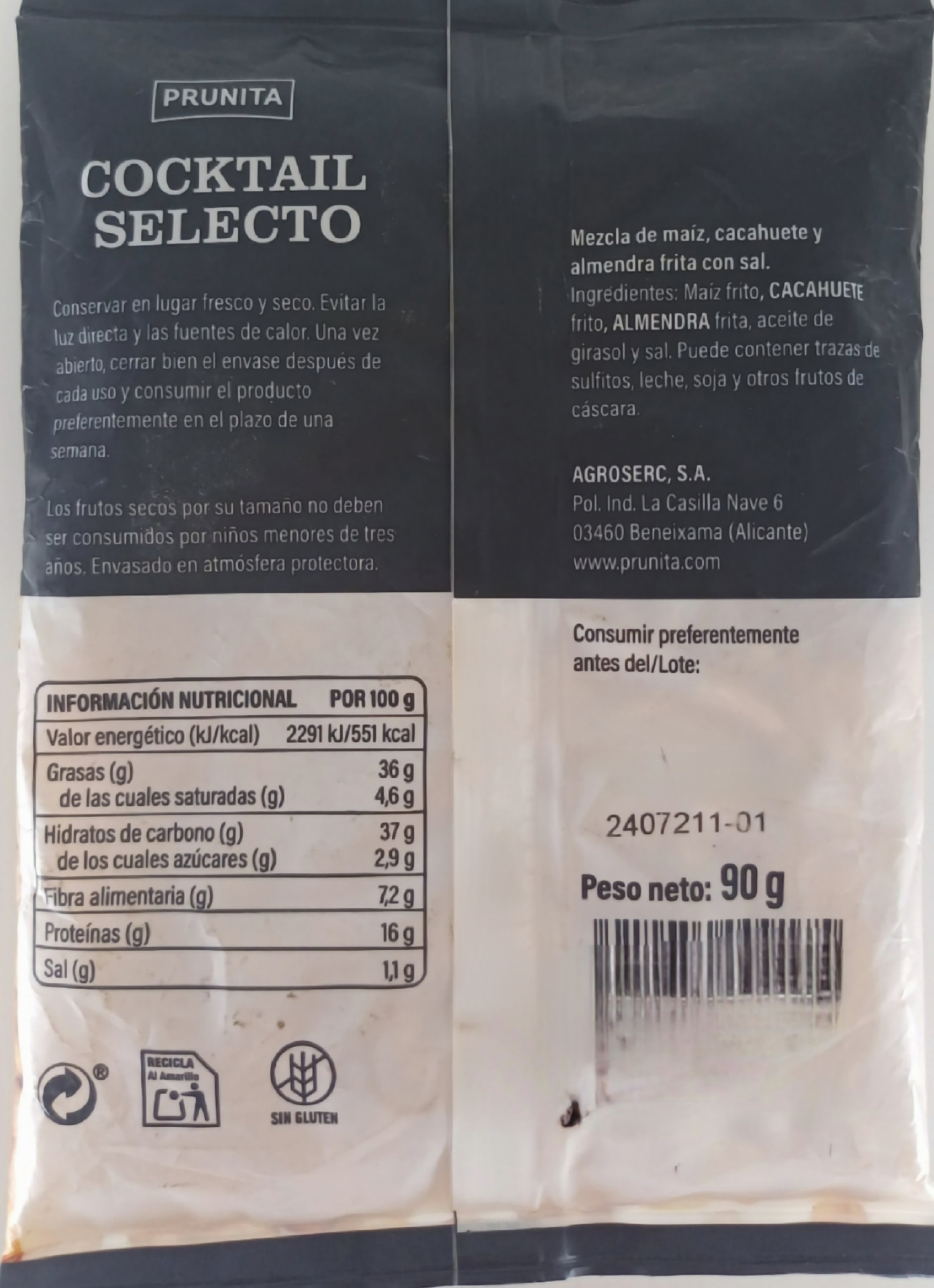 Cocktail Selectro Frutos Secos 90g PRUNITA
