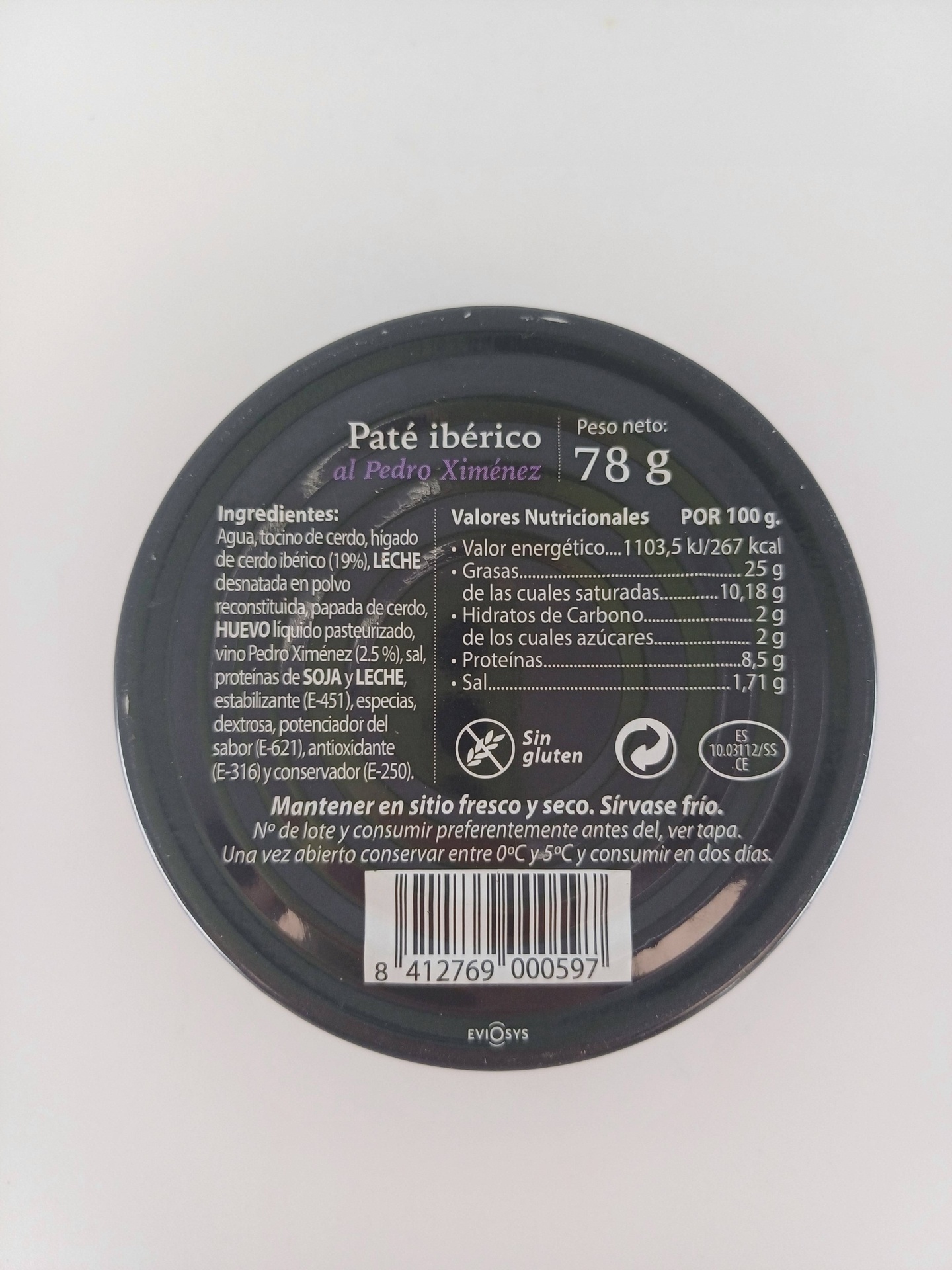Lata Pate Iberico al Pedro Ximenez 78g ZUBIA