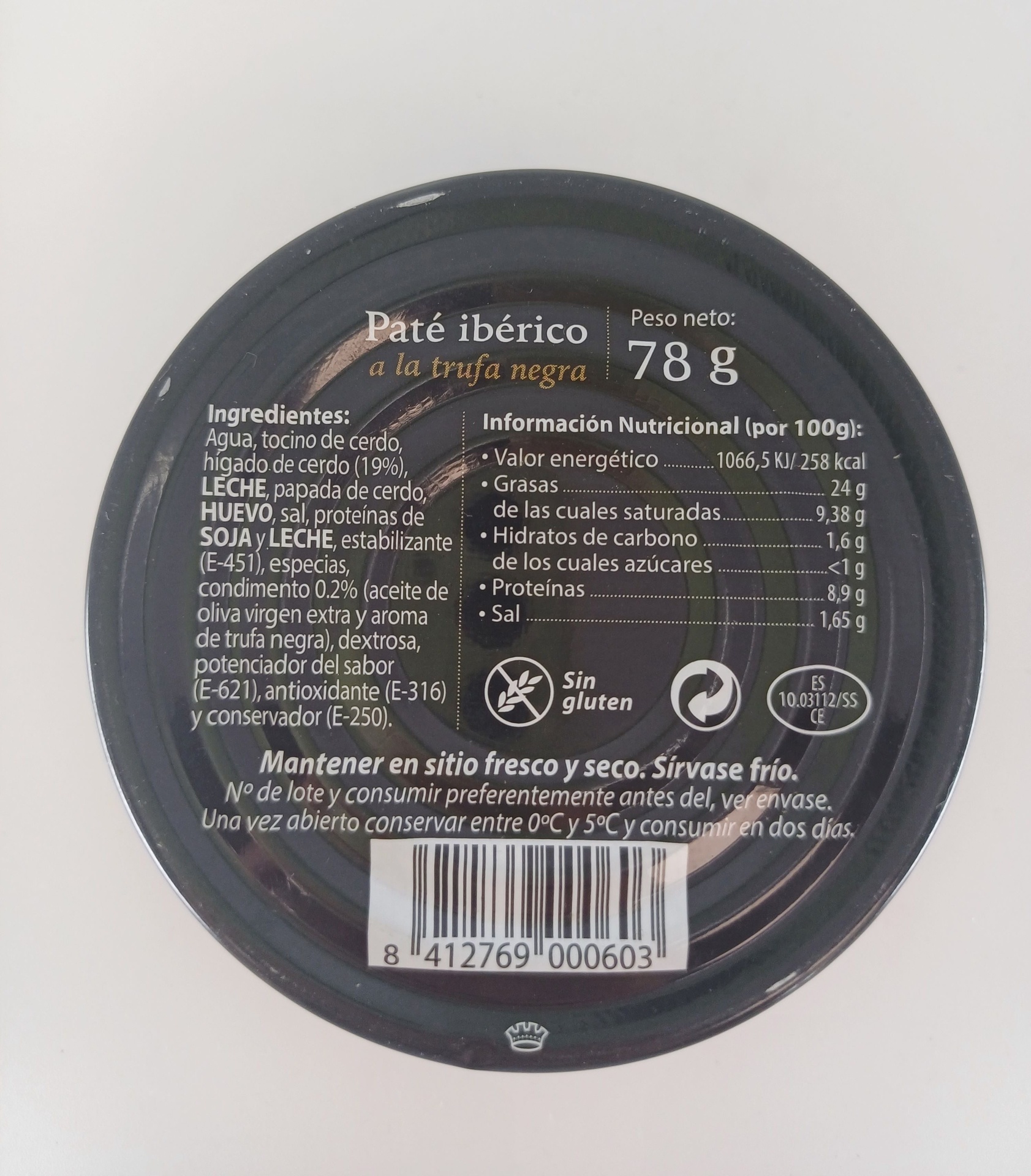 Lata Pate Iberico a la Trufa Negra 78g ZUBIA