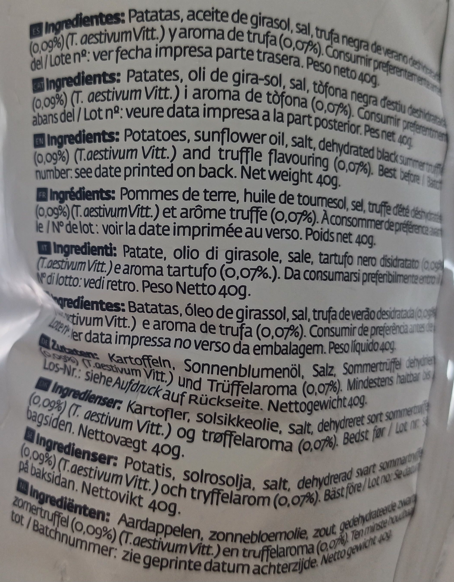 Bolsa Patatas Fritas Premium con Trufa Negra 40g TORRES SELECTA