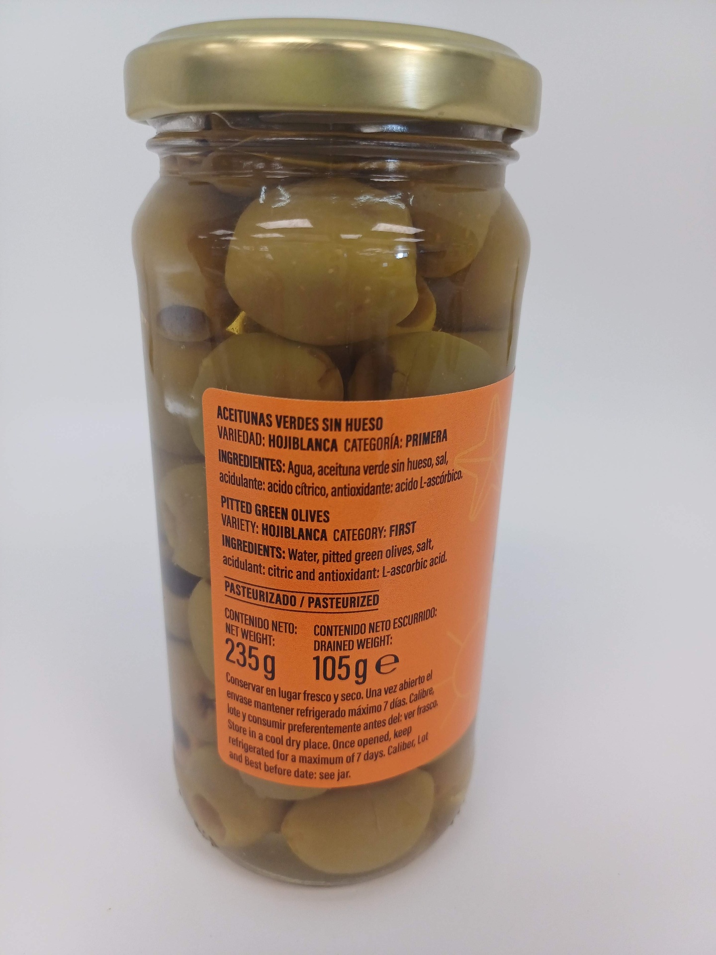 Tarro Aceitunas Hojiblanca Verdes sin Hueso 2335g Neto SERPIS