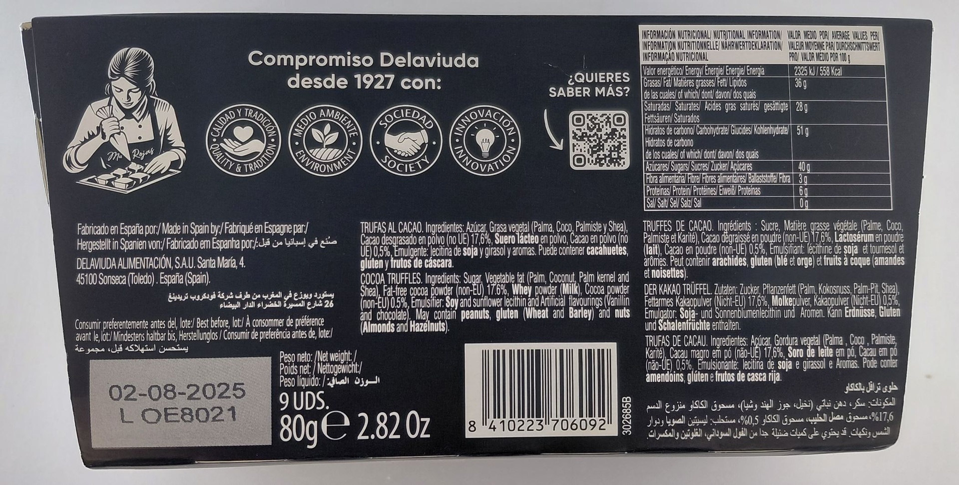 Trufas de Chocolate 80g DELAVIUDA