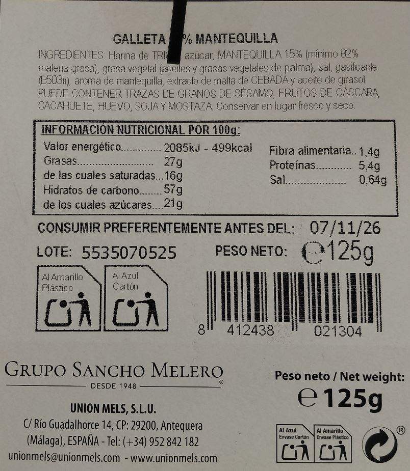 Galletas de Mantequilla 125g ORIGEN 1948 de MELS