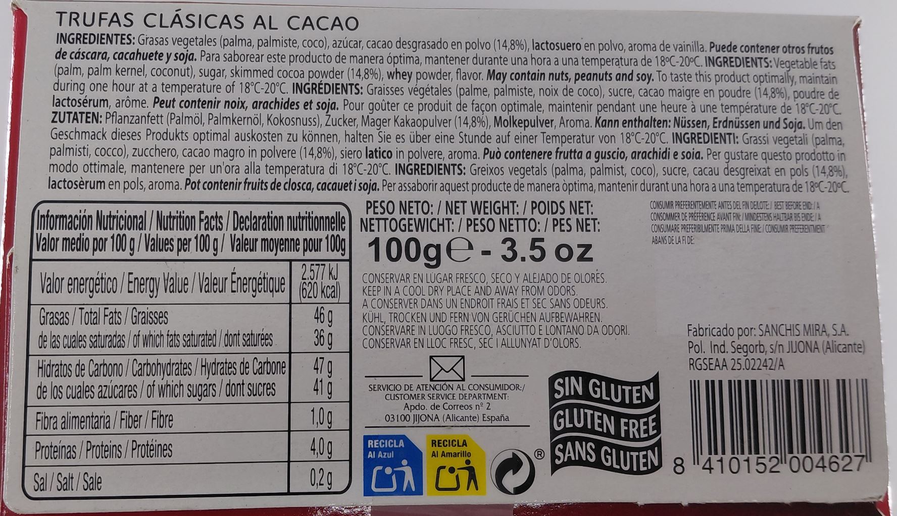 Trufas de Chocolate 100g ANTIU XIXONA