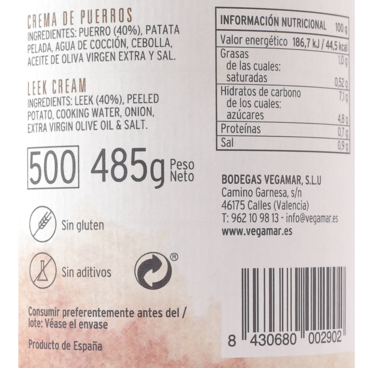 Tarro Crema de Puerro 485 g Neto HERENCIA DE LA TIERRA Gourmet