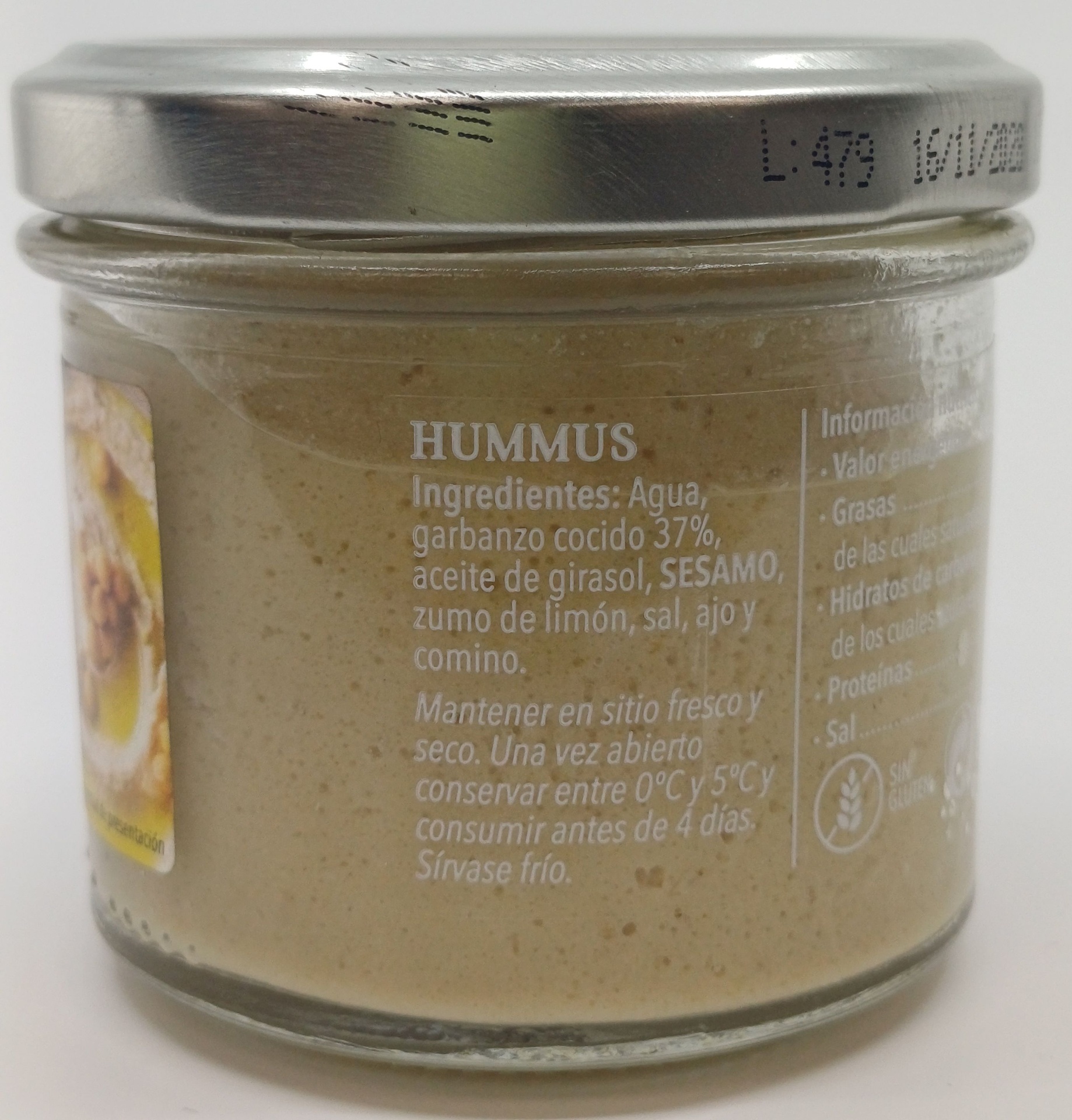 TARRO HUMMUS 100 % NATURAL RECETA ORIGINAL ZUBIA - 100g.
