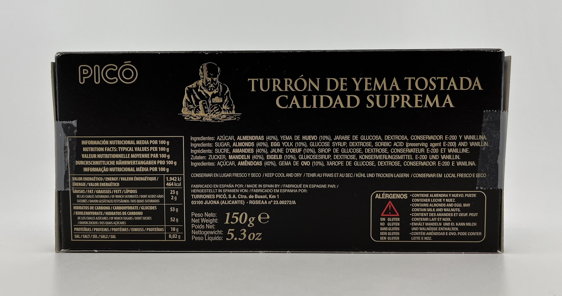 Turrón Yema Tostada Alta Seleccion 150g PICÓ