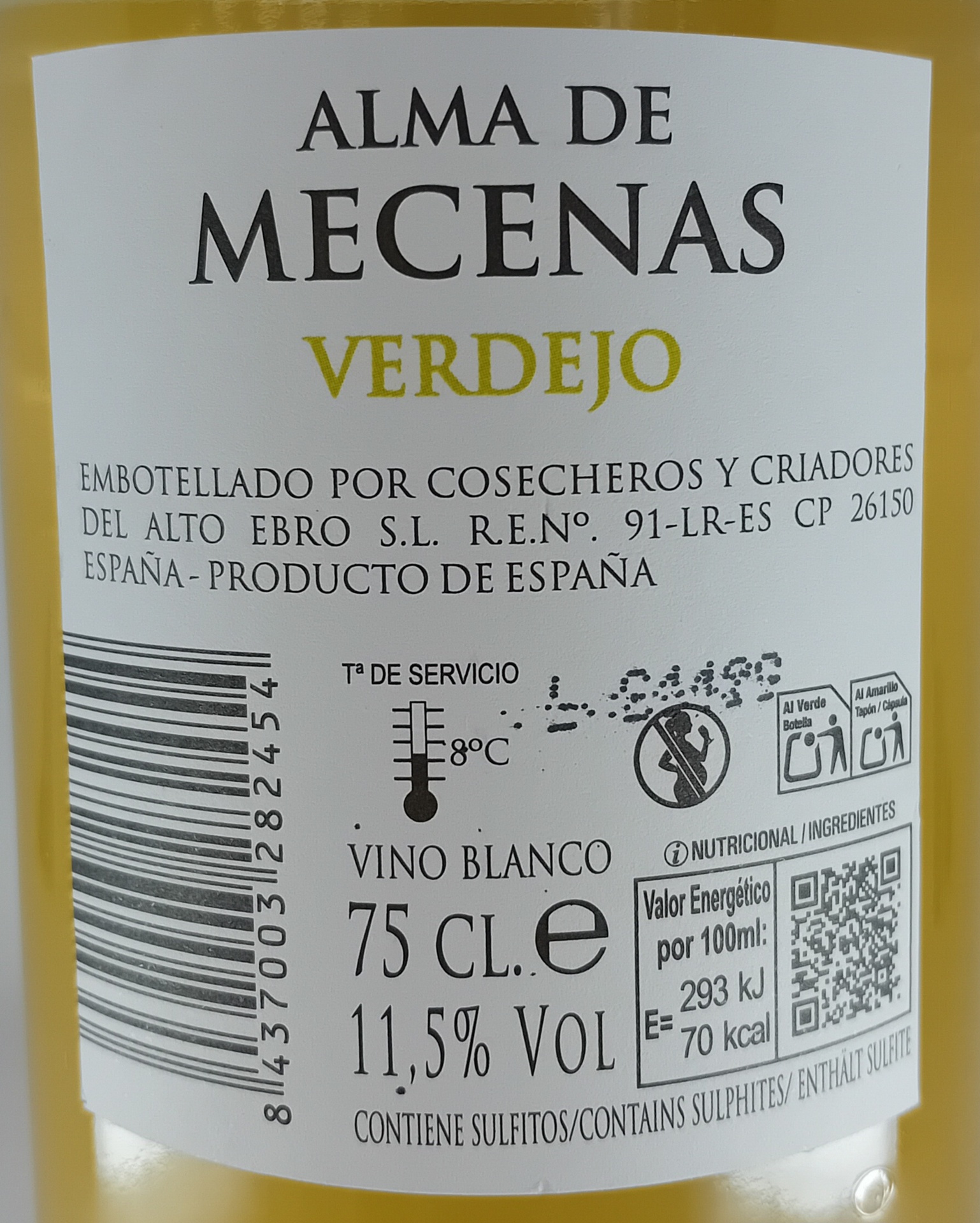 Vino Blanco ALMA DE MECENAS Verdejo