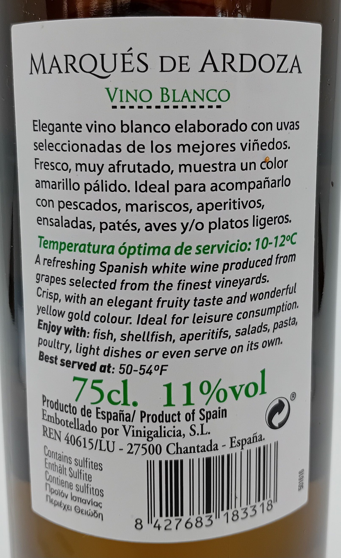 VINO BLANCO MARQUES DE ARDOZA