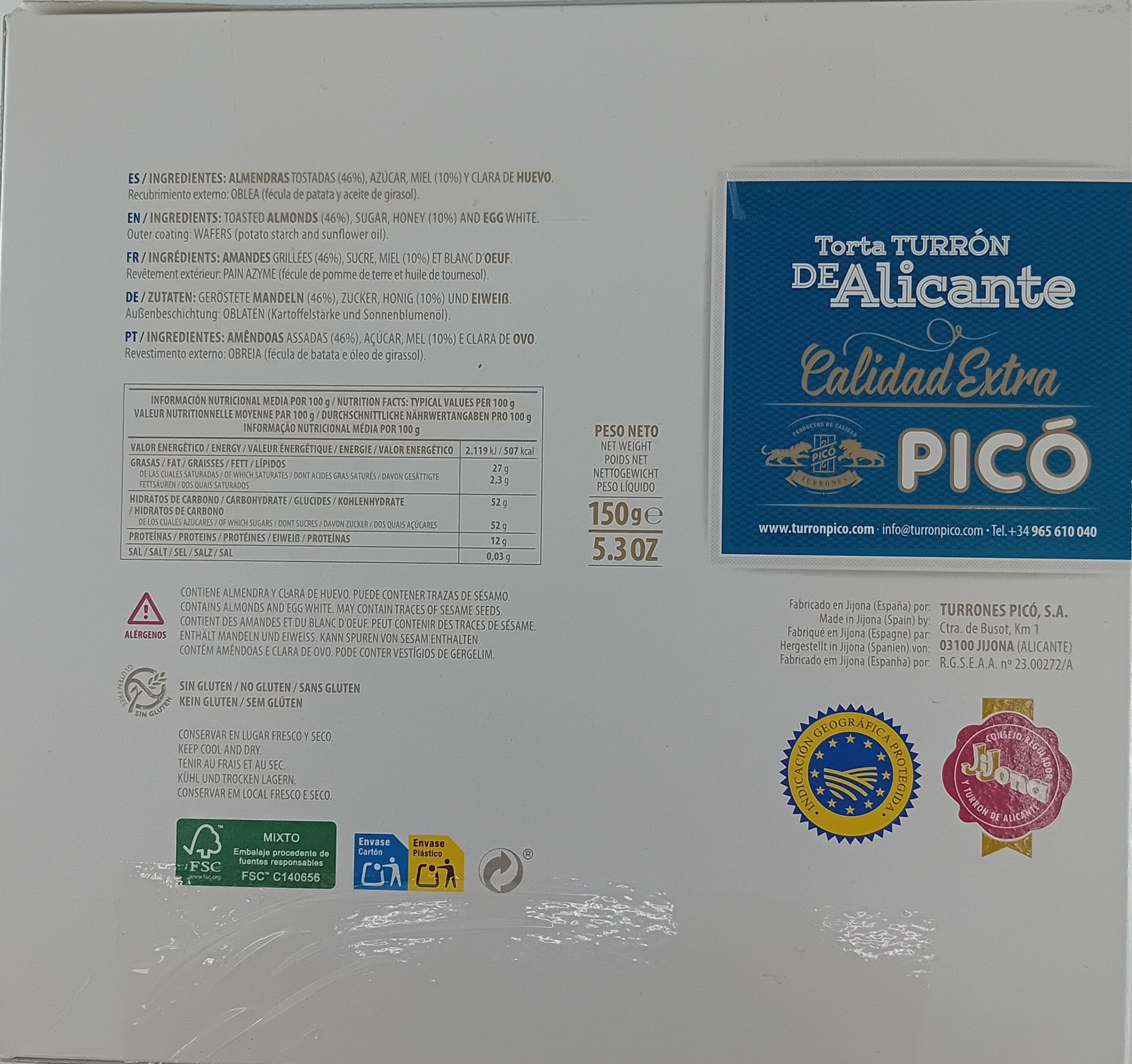 Torta Imperial D.O. Jijona 150g PICÓ