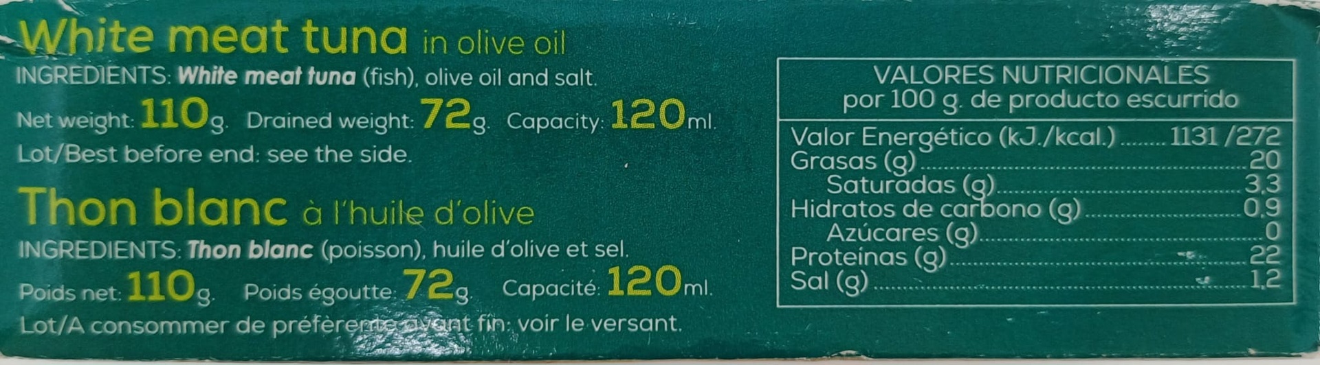 Lata Bonito del Norte en Aceite de Oliva OL-120 RIA DE SANTOÑA