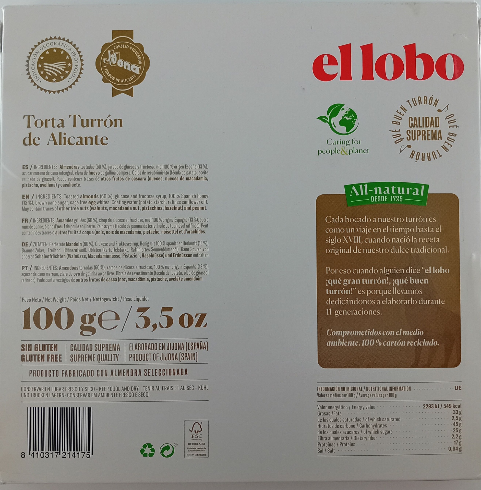 Torta Imperial Calidad Suprema 100g EL LOBO de 1880
