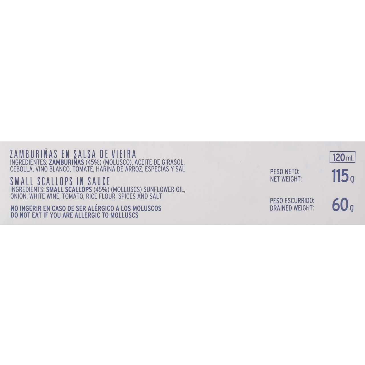 Lata Zamburiñas en Salsa de Vieira 10/14 Piezas OL-120 HERENCIA DEL MAR (Rías Gallegas) Gourmet