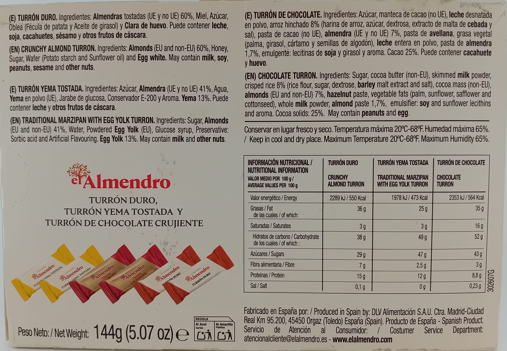 Surtido Mini Turrones Calidad Suprema 144g EL ALMENDRO