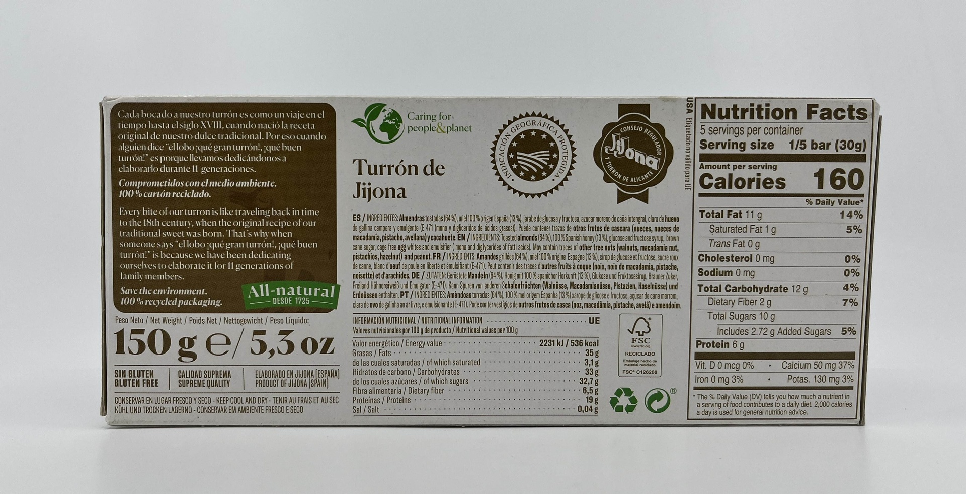 Turron Jijona Calidad Suprema 150g EL LOBO de 1880