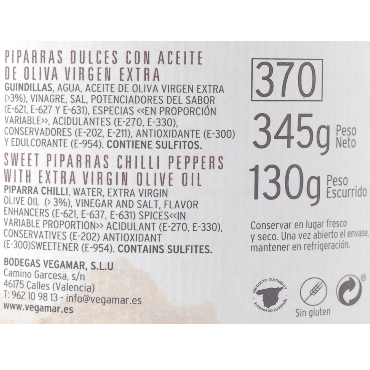 FRASCO PIPARRAS DULCES EN ACEITE DE OLIVA VIRGEN EXTRA 345G HERENCIA DE LA TIERRA