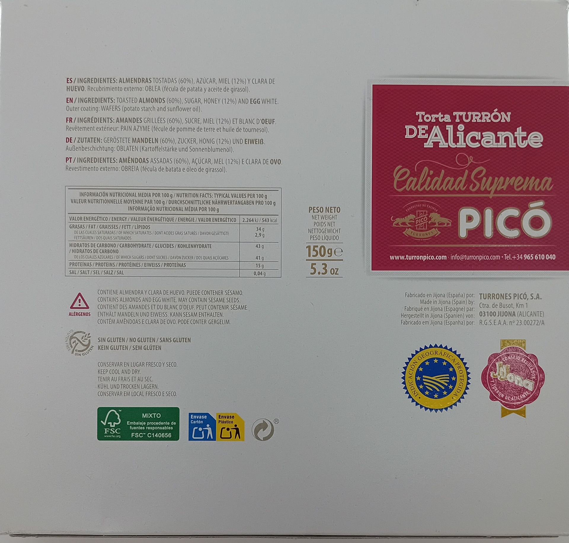 Torta Imperial Calidad Suprema 150g PICÓ