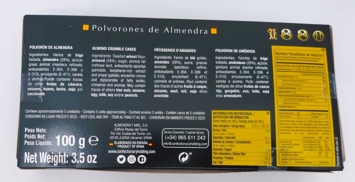 Polvorones de Almendra 100g 1880