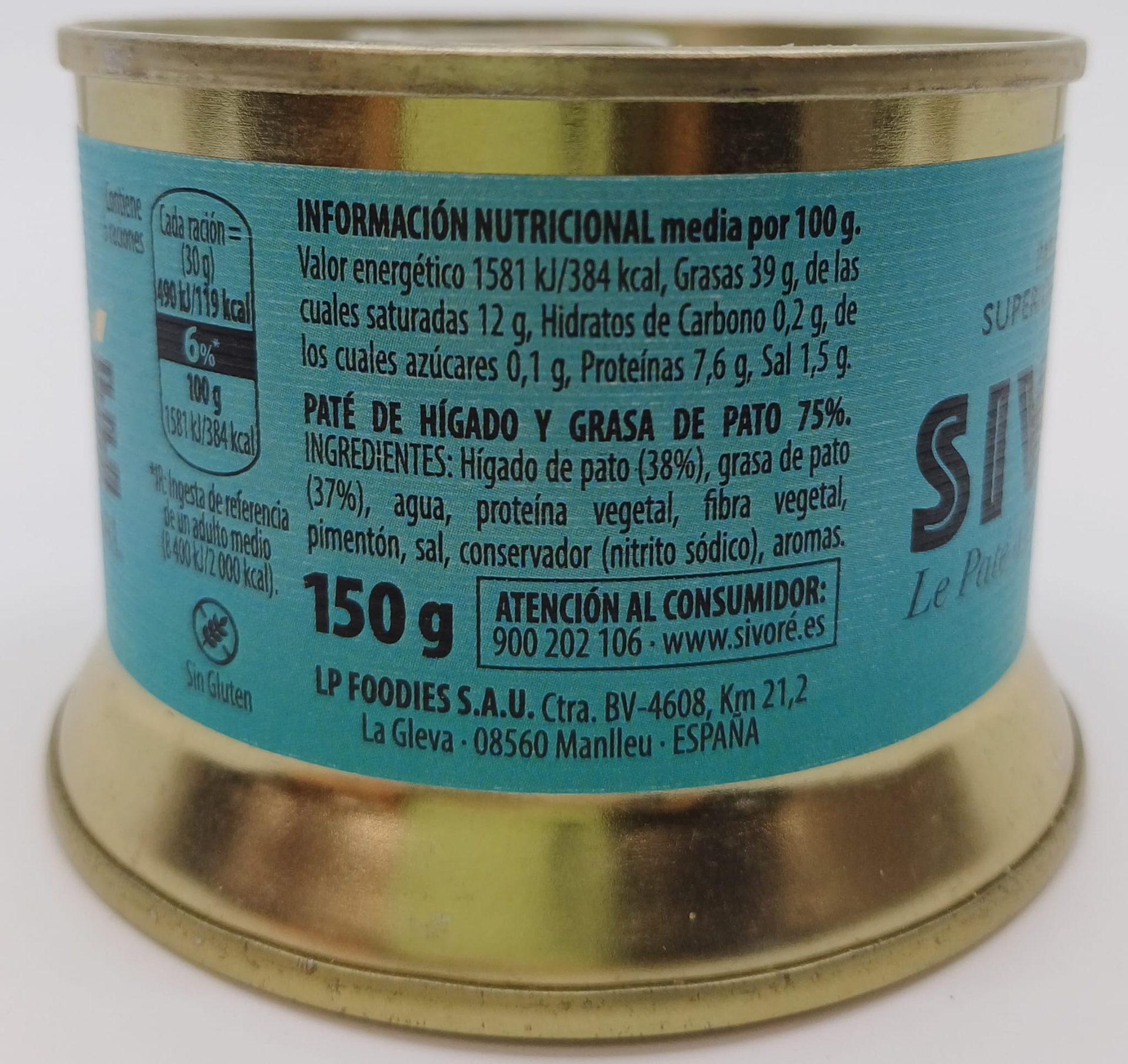 Lata Pate Superior de Pato con Trufa 150g SIVORÉ Le paté d´Or
