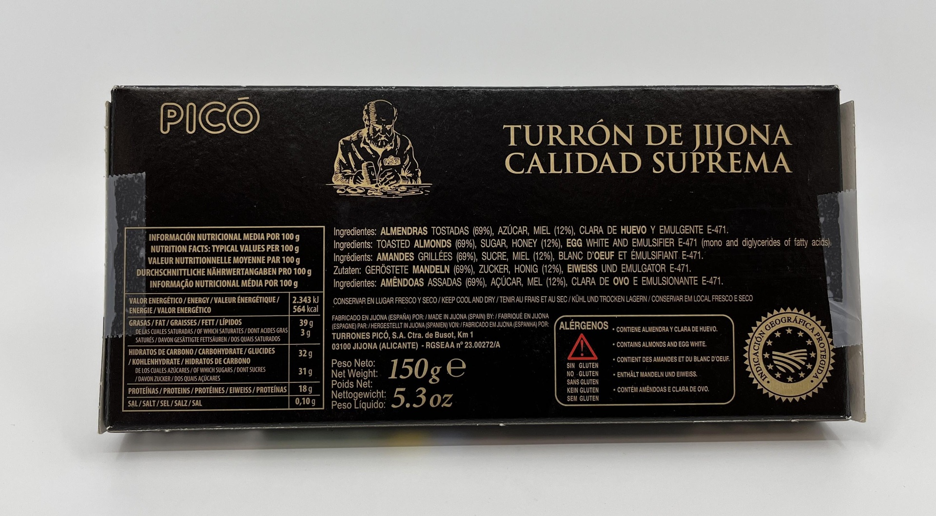 Turron Jijona Alta Selección 69% Almendra 150g PICÓ D.O Jijona