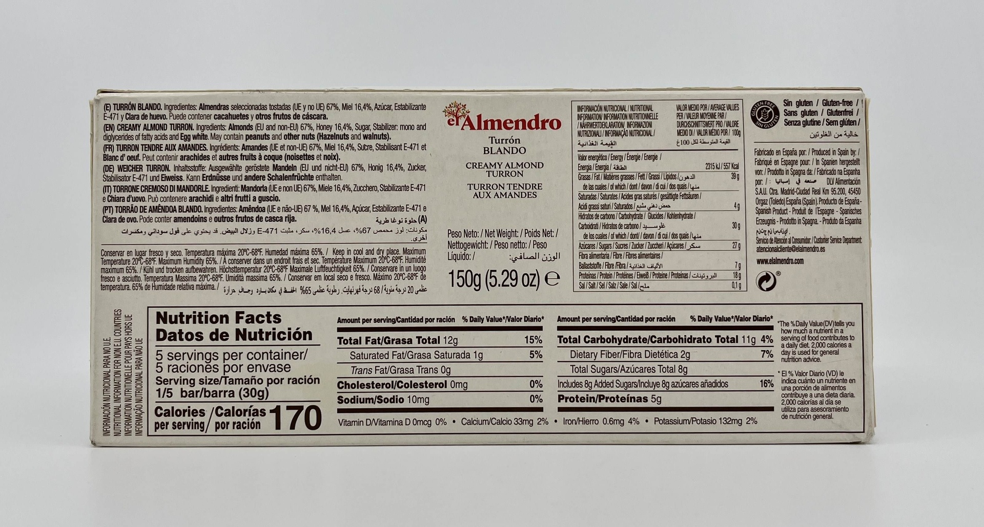 Turron Blando Calidad Suprema 150g EL ALMENDRO