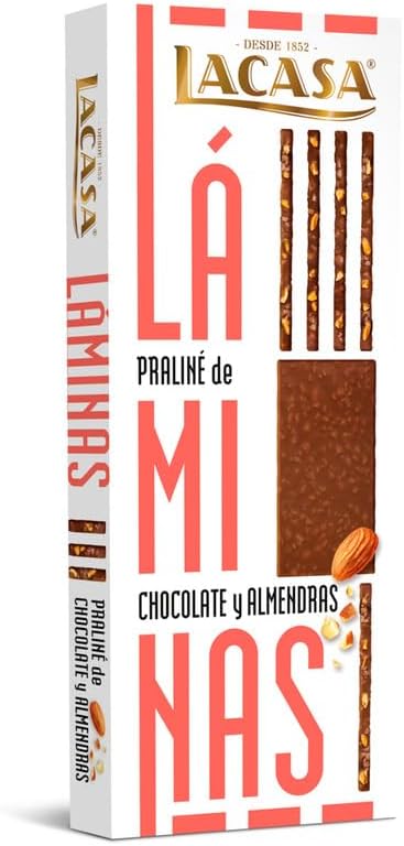 Laminas Praline Chocolate y Almendras 128g LACASA