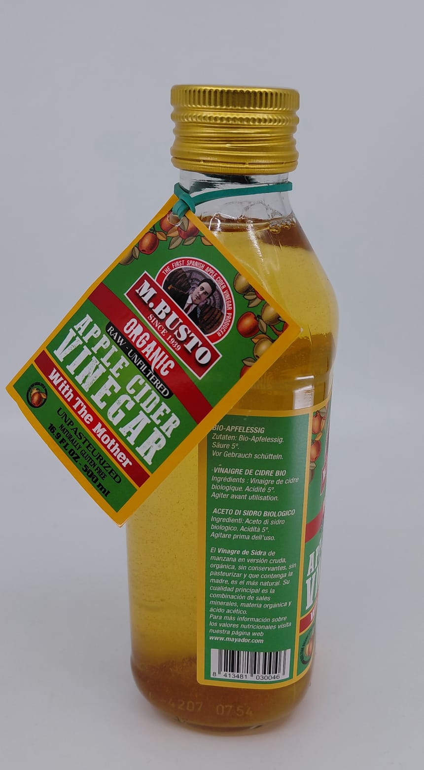 Vinagre de Sidra Manzana Ecológico Sin Filtrar 500 ml M.BUSTO