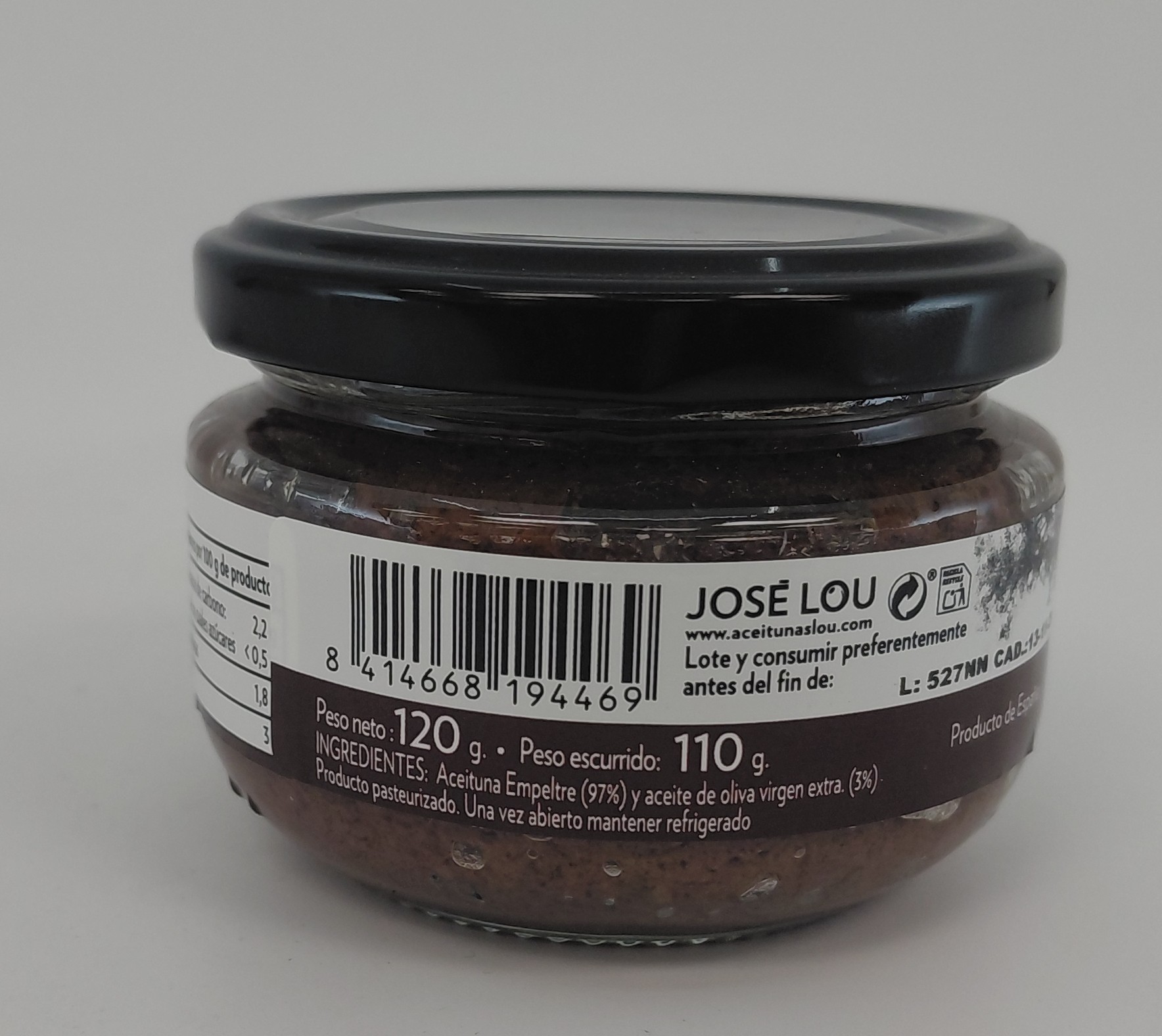Tarro Pate Aceituna Negra 120g Neto JOSÉ LOU