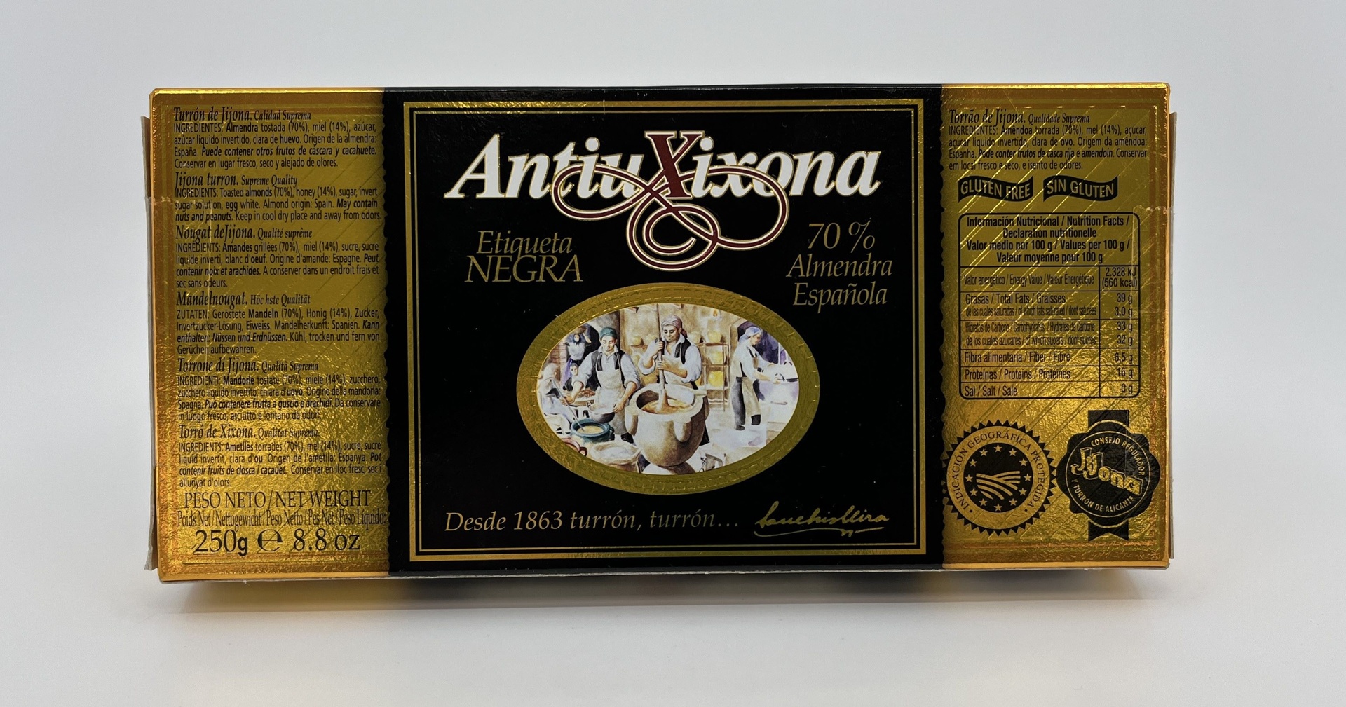 Turron Jijona Etiqueta Negra (70% Almendra) 250g ANTIU XIXONA