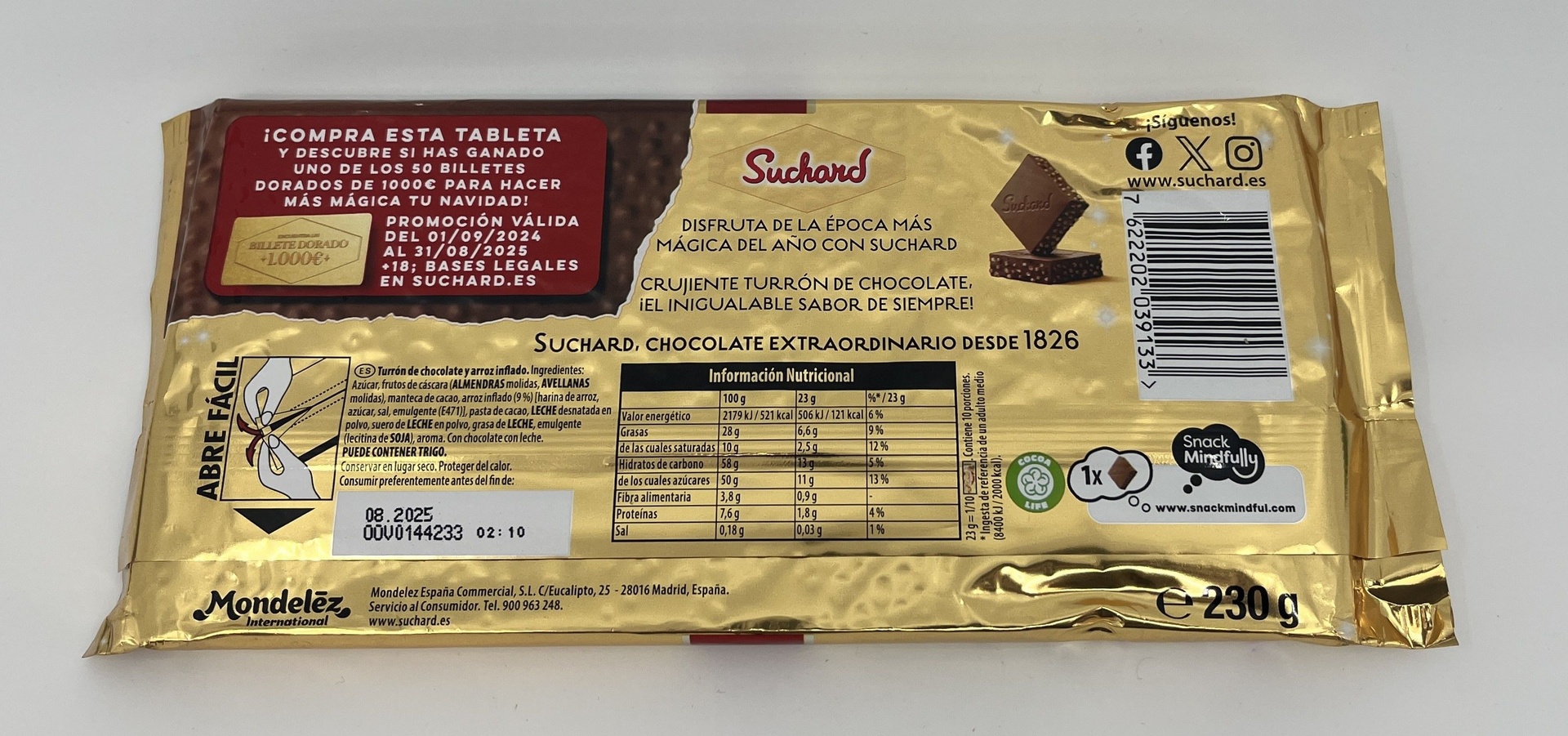 Turron Chocolate Crujiente 230g SUCHARD