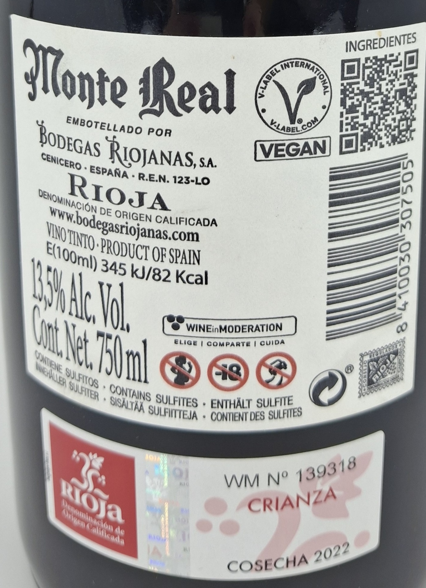VINO TINTO MONTE REAL D.O. RIOJA ALTA 75cl. - CRIANZA