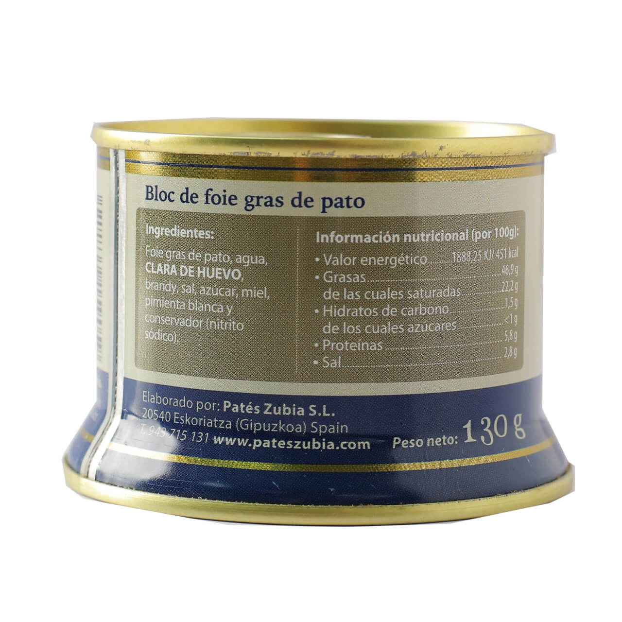 Lata Campana Bloc de Foie de Pato 98% 130g ZUBIA