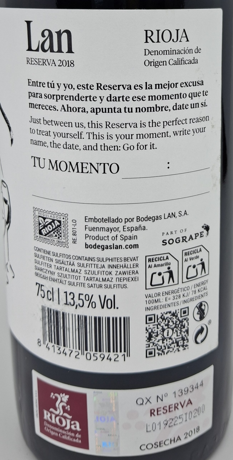 Vino Tinto D.O. Rioja LAN Reserva