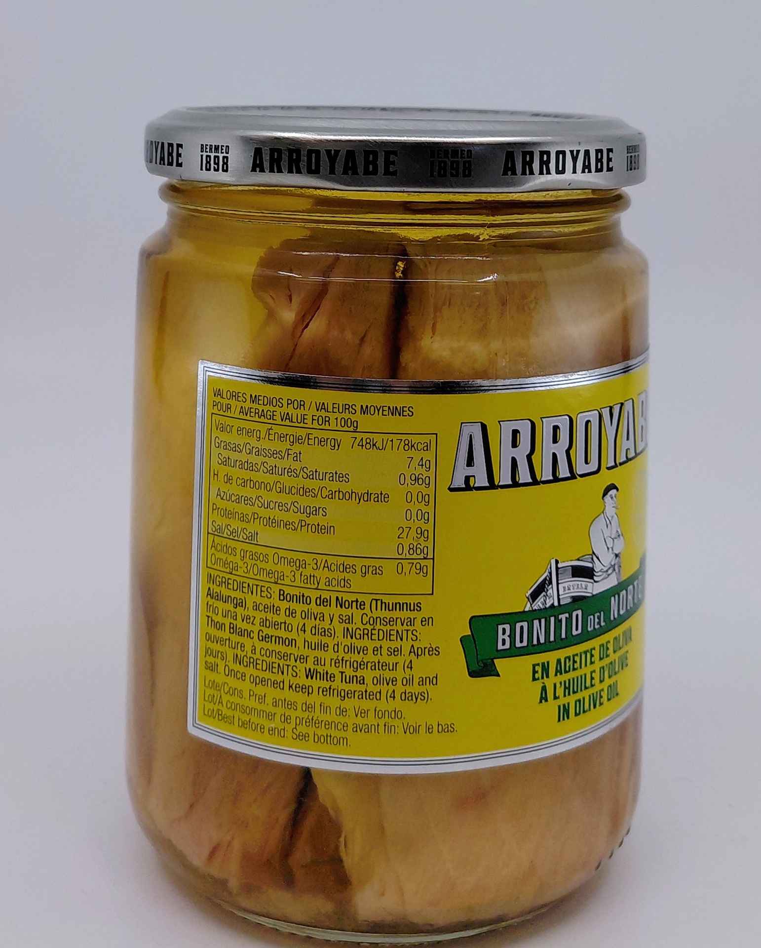 Tarro Lomos Bonito del Norte Artesanal en Aceite de Oliva 400g ARROYABE de BERMEO