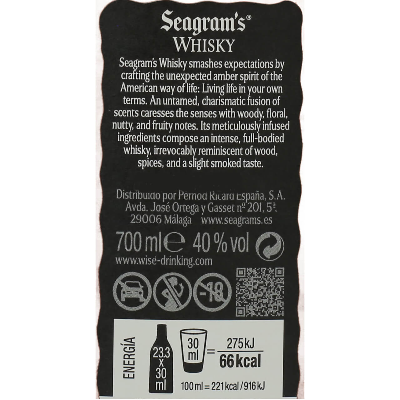 Whisky SEAGRAM´S Premium 70 cl