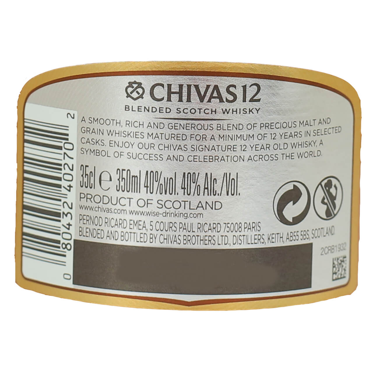 Whisky CHIVAS REGAL 12 Años 35 cl