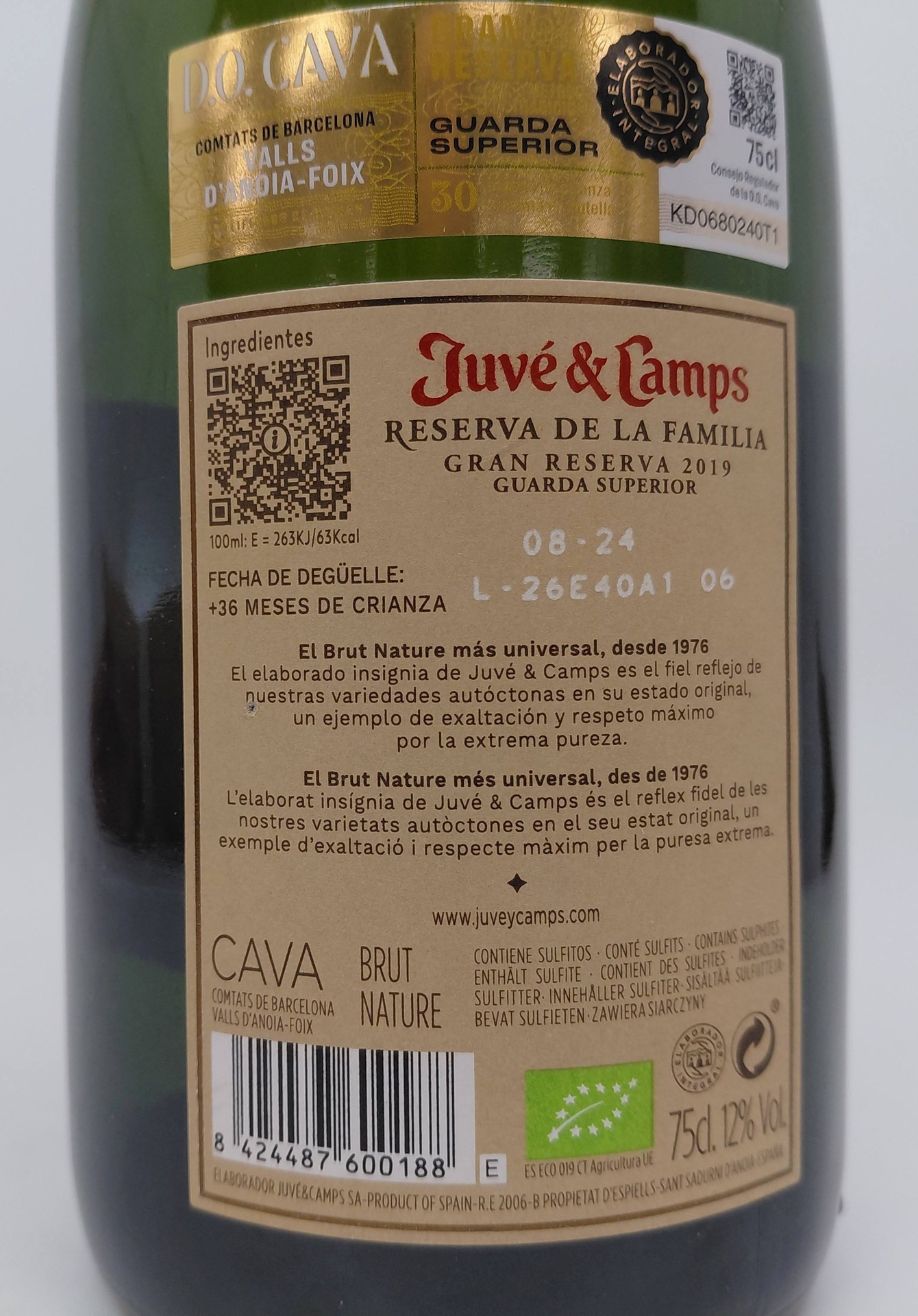JUVÉ &amp; CAMPS RESERVA DE LA FAMILIA Brut Nature Gran Reserva Ecológico