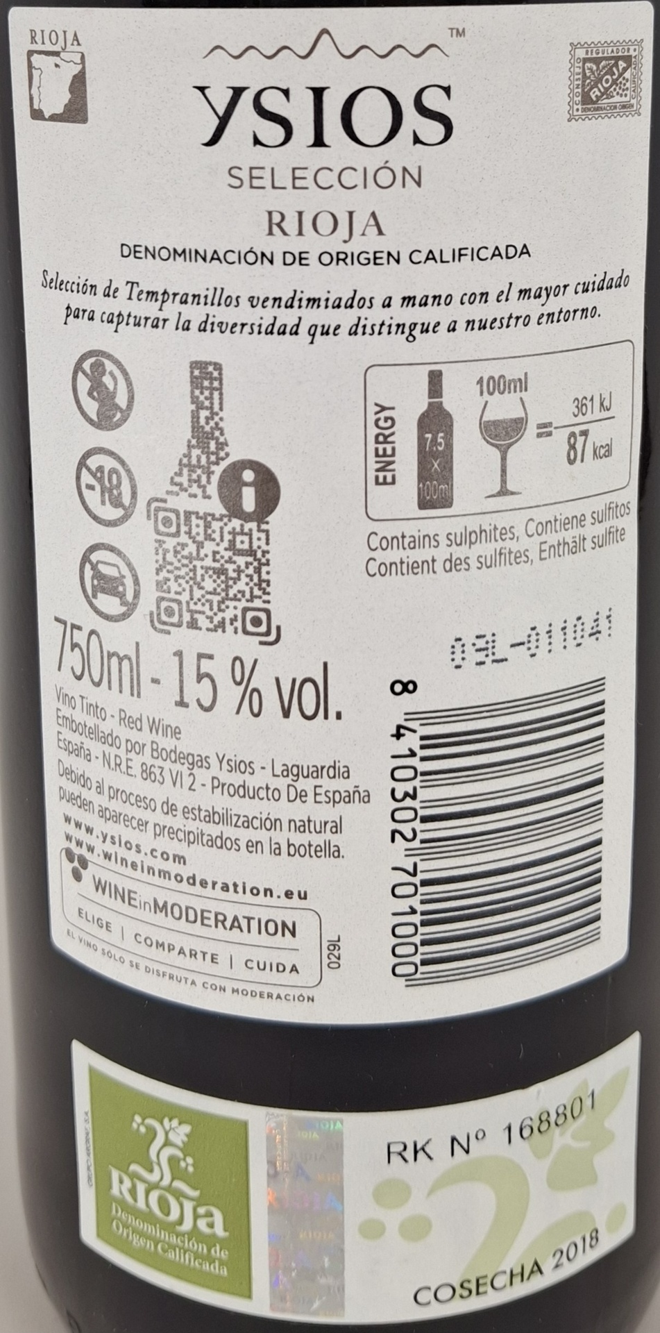 Vino Tinto D.O. Rioja YSIOS Seleccion