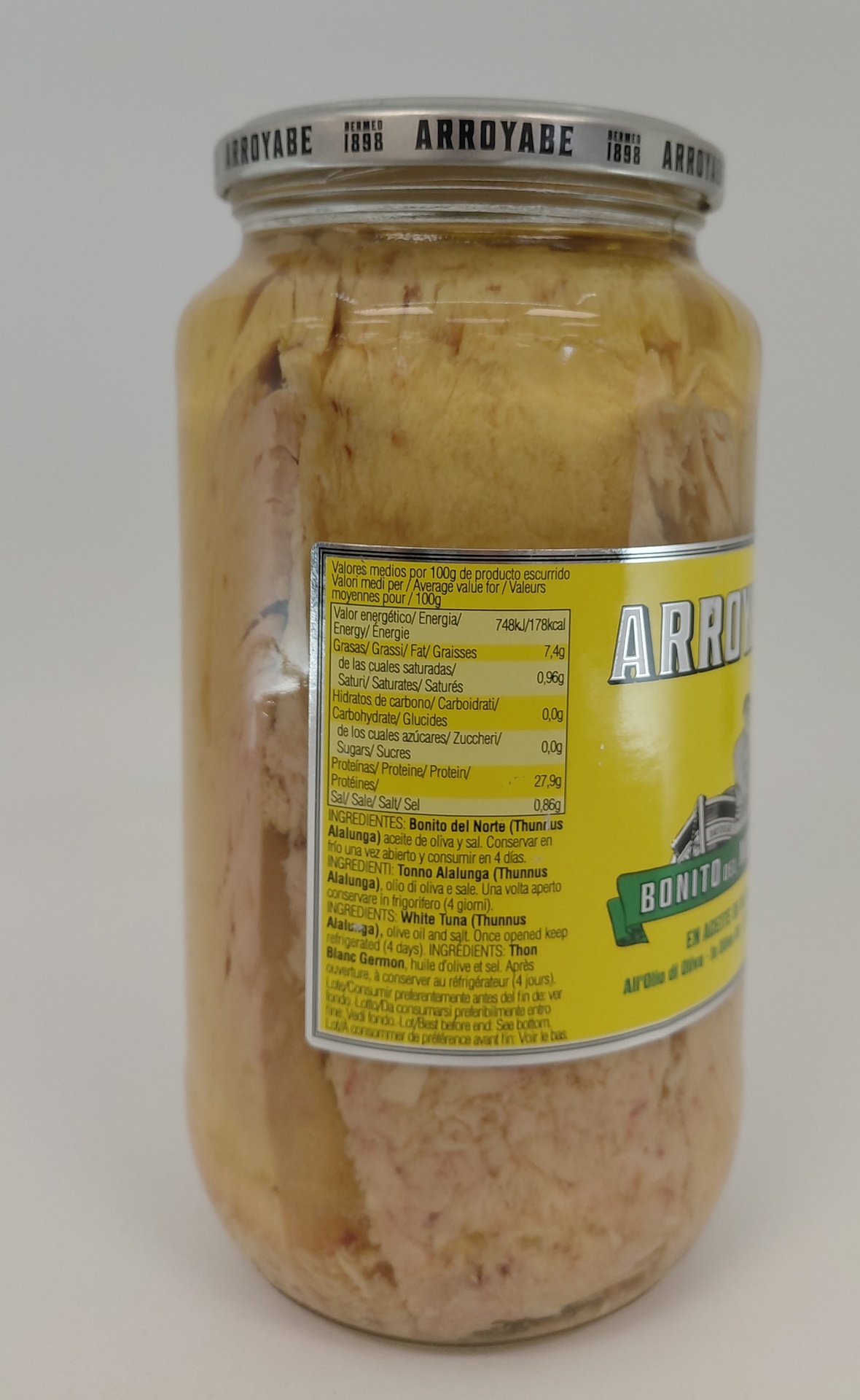 Frasco Lomos de Boninto del Norte Artesanal en Aceite de Oliva 900 g Neto ARROYABE
