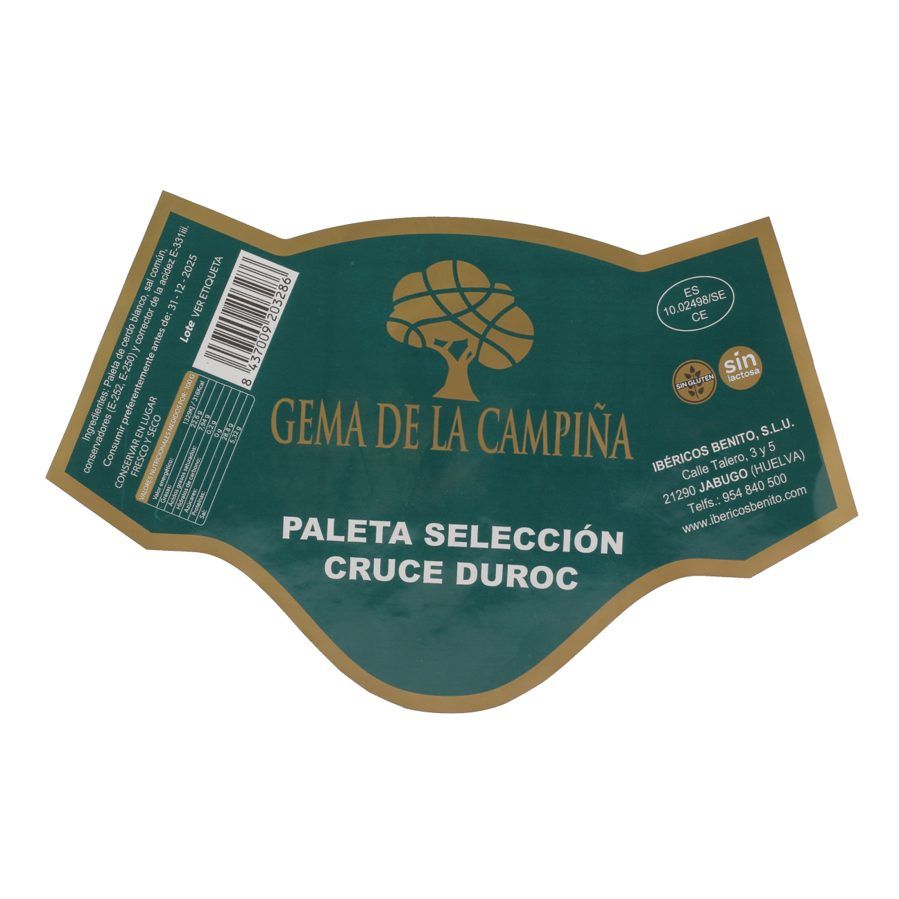 Paleta 4.5 kg aprox. Selección 50% Duroc GEMA DE LA CAMPIÑA