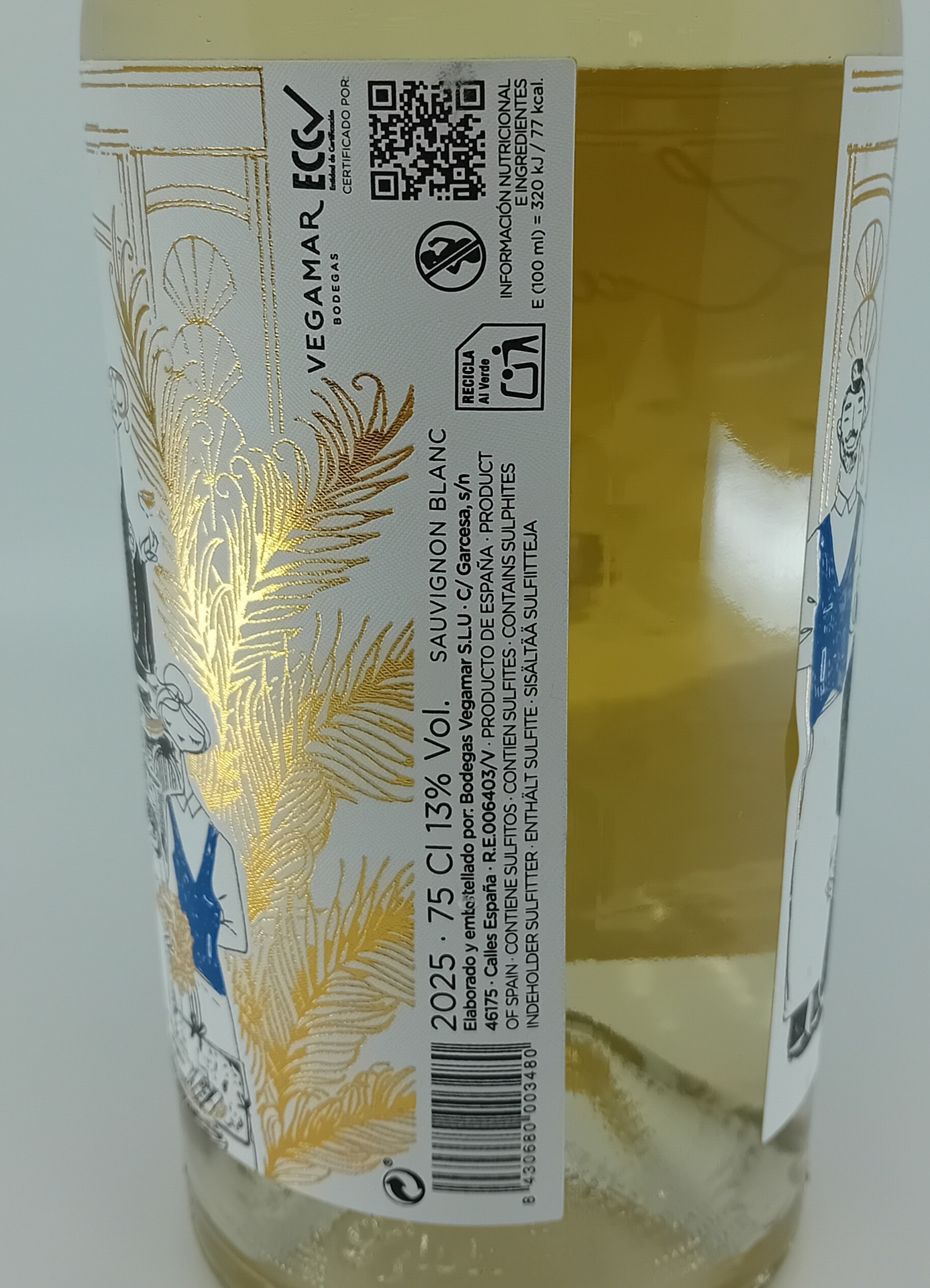 Botella Vino Blanco Sauvignon Blanc LAMUÀ de VEGAMAR