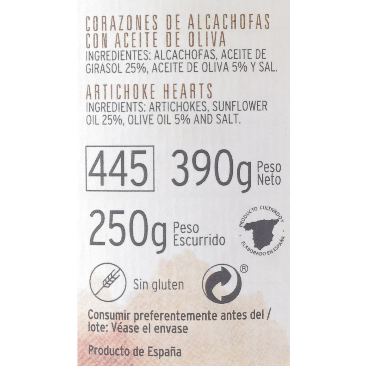 Frasco Corazones de Alcachofa en Aceite de Oliva 390 g Neto HERENCIA DE LA TIERRA Gourmet