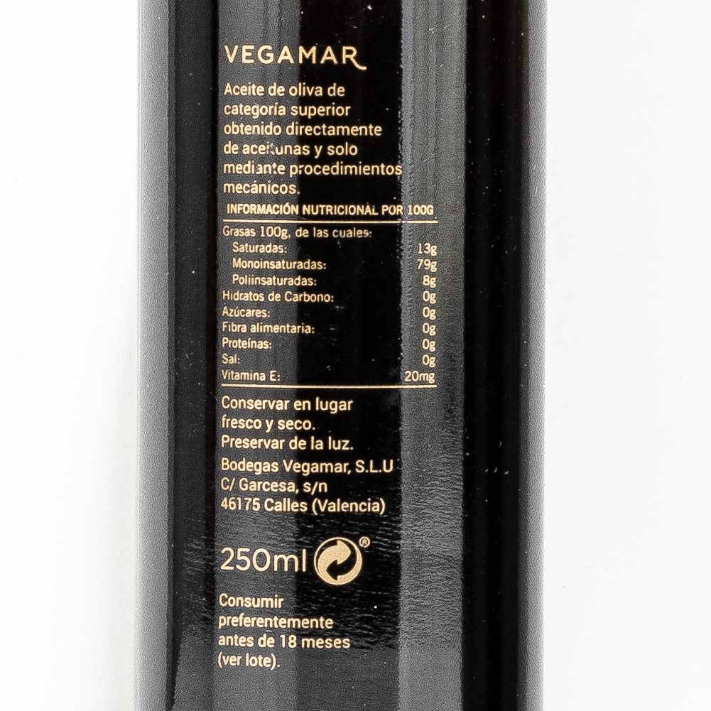 Aceite de Oliva Virgen Extra 100% 250ml VEGAMAR Estuchado