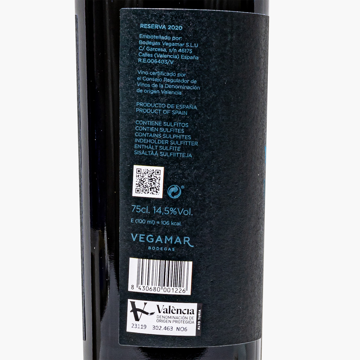 Botella Vino Tinto de Autor VEGAMAR Reserva