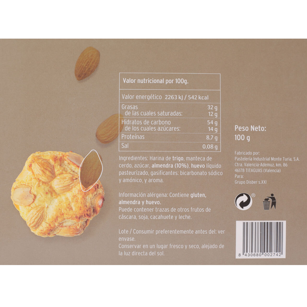 Galletas de Almendra 100 g AMANDE COOKIES de DULCIISART