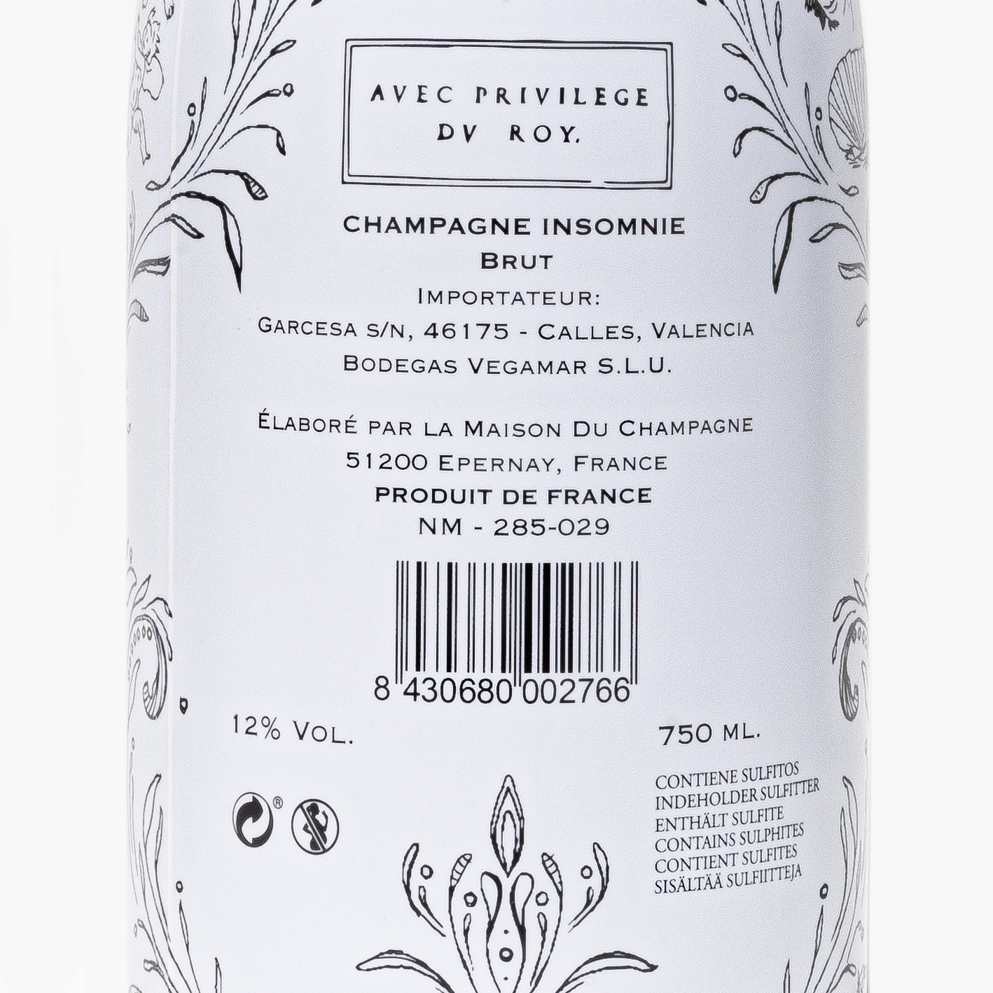 CHAMPAGNE INSOMNIE BRUT LIMITED EDITION ELABORADO EN REIMS (FRANCE)