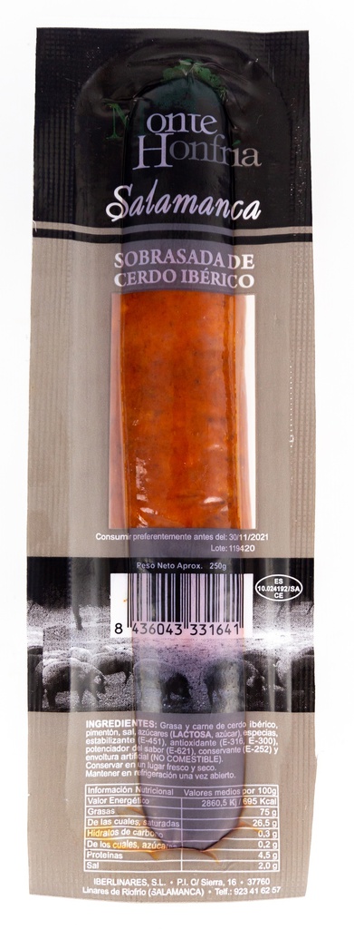 SOBRASADA IBERICA 250 g MONTEHONFRÍA (SALAMANCA)