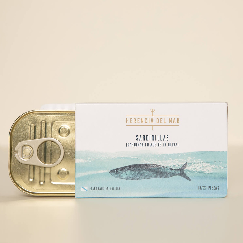 LATA SARDINILLAS EN ACEITE DE OLIVA 16/22 PIEZAS RR-115 HERENCIA DEL MAR (ELABORADO EN GALICIA)GOURMET