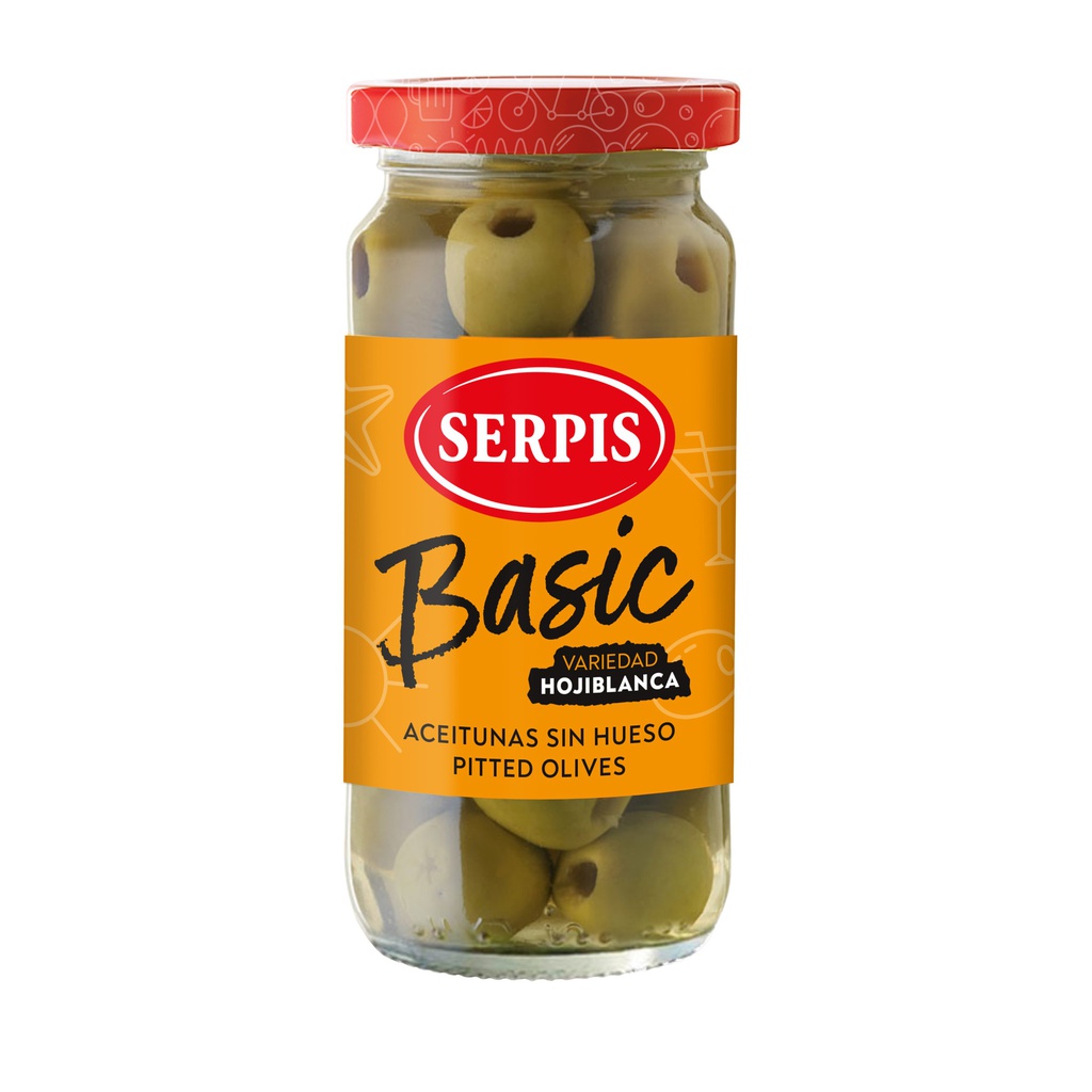 TARRO ACEITUNAS HOJIBLANCA VERDES SIN HUESO SERPIS 235G NETO