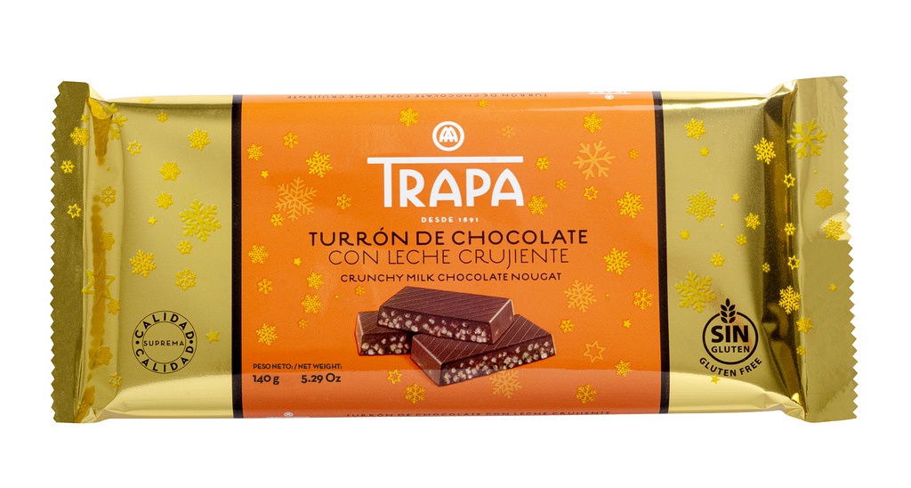 TURRON CHOCOLATE CON LECHE CRUJIENTE  TRAPA 140G